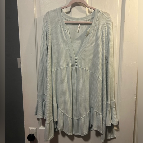 Free People Blue Waffle Knit Tunic - Picture 2 of 6